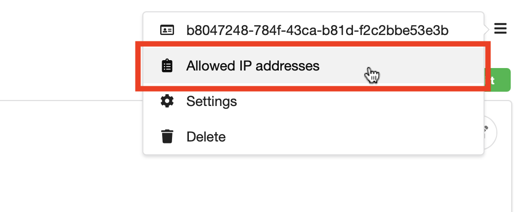 Allowed IP addresses