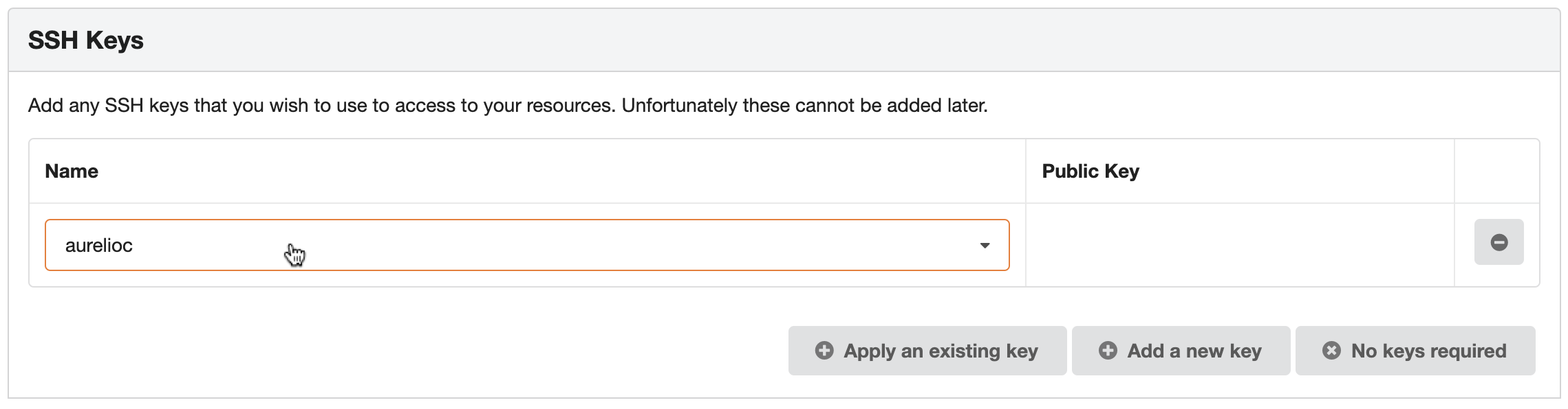 Apply an existing key