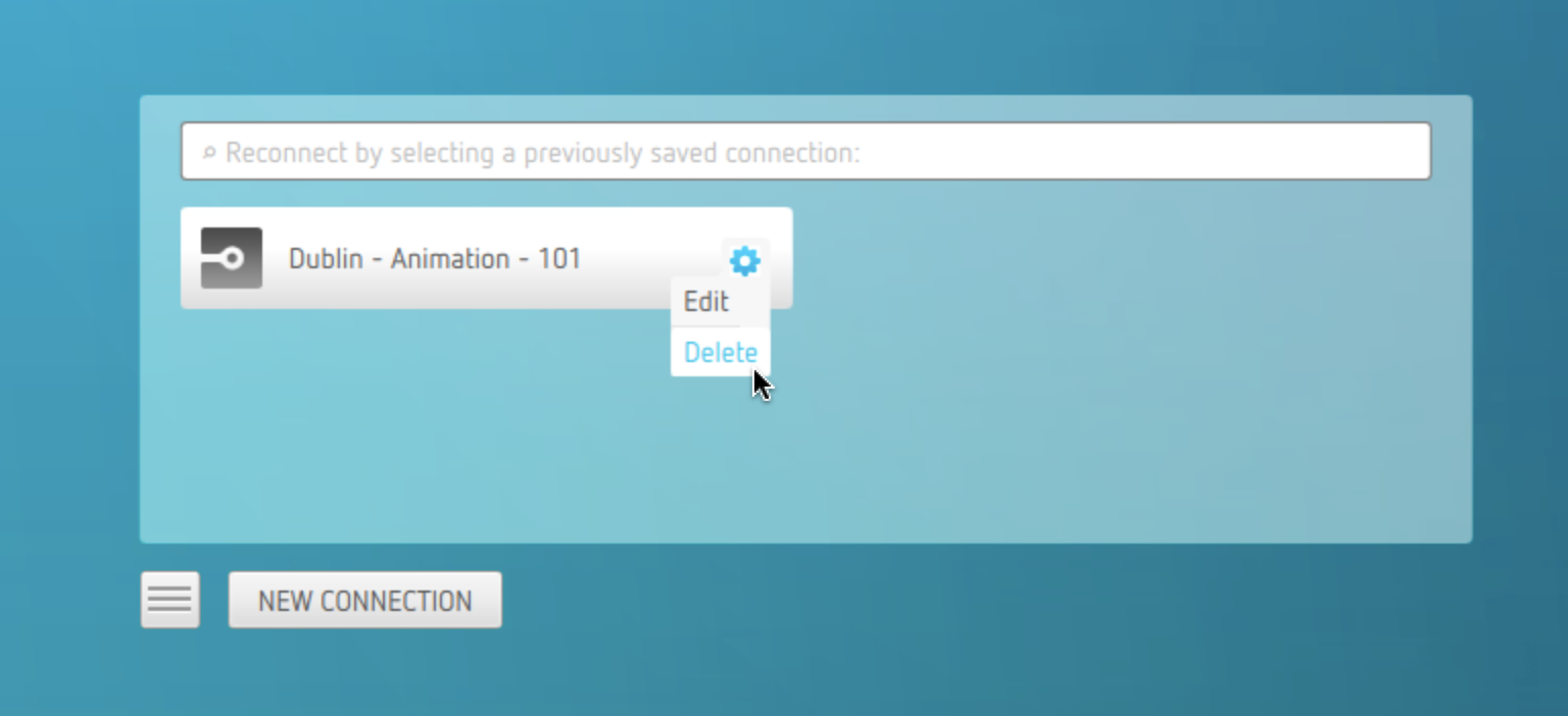 Delete saved connection