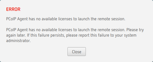 No available licenses
